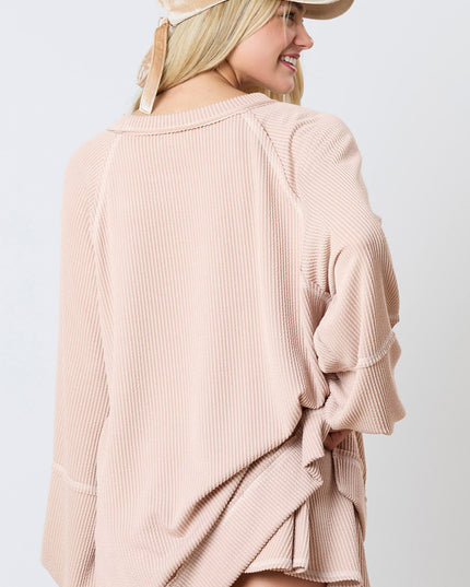 Jet Stream Lantern Sleeve Pullover & Ruffle Mini Skirt Set – Chic Two Piece Outfit
