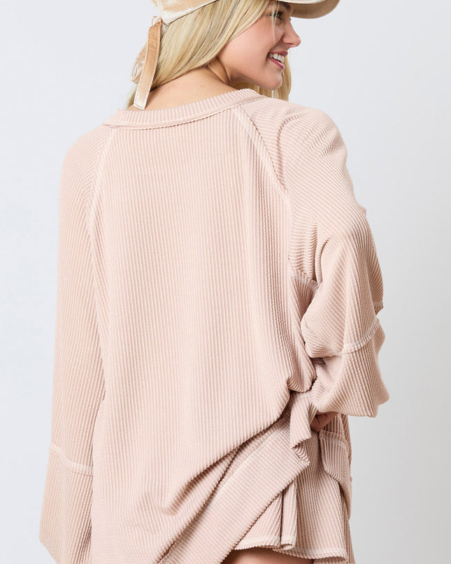 Jet Stream Lantern Sleeve Pullover & Ruffle Mini Skirt Set – Chic Two Piece Outfit