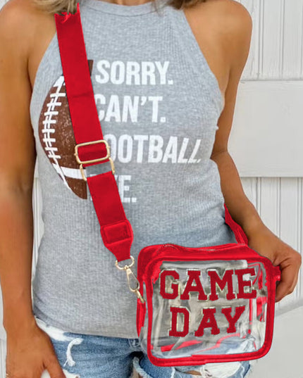 Black Chenille GAME DAY Pattern Clear Bag