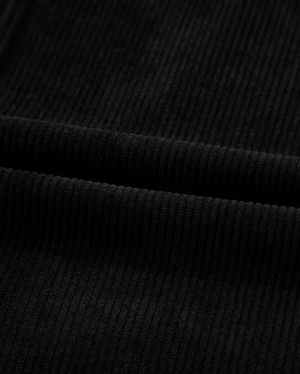 Black Corduroy Exposed Seam Sleeveless Mini Dress