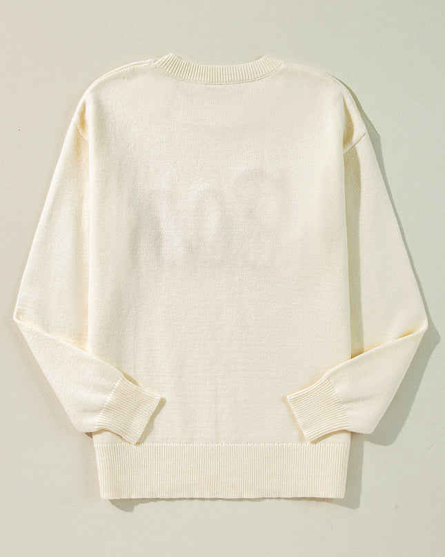 Apricot Halloween Boo Drop Shoulder Knit Sweater