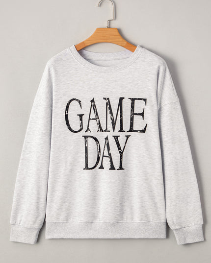 Black GAME DAY Vintage Washed Sweatshirt – Oversized Baggy Graphic Pullover