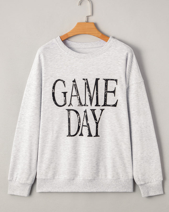 Black GAME DAY Vintage Washed Sweatshirt – Oversized Baggy Graphic Pullover