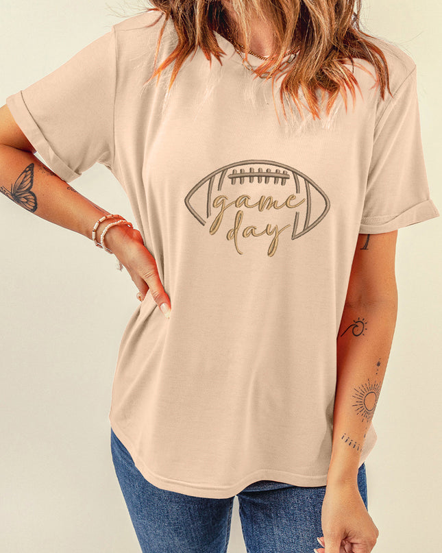 Khaki game day Rugby Embroidered Graphic T Shirt