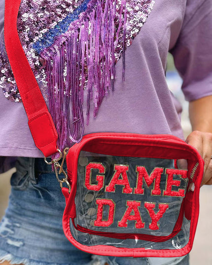 Black Chenille GAME DAY Pattern Clear Bag