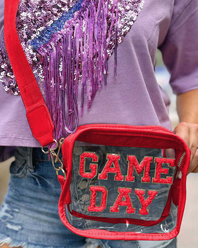 Black Chenille GAME DAY Pattern Clear Bag