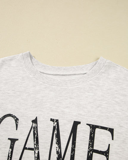 Black GAME DAY Vintage Washed Sweatshirt – Oversized Baggy Graphic Pullover