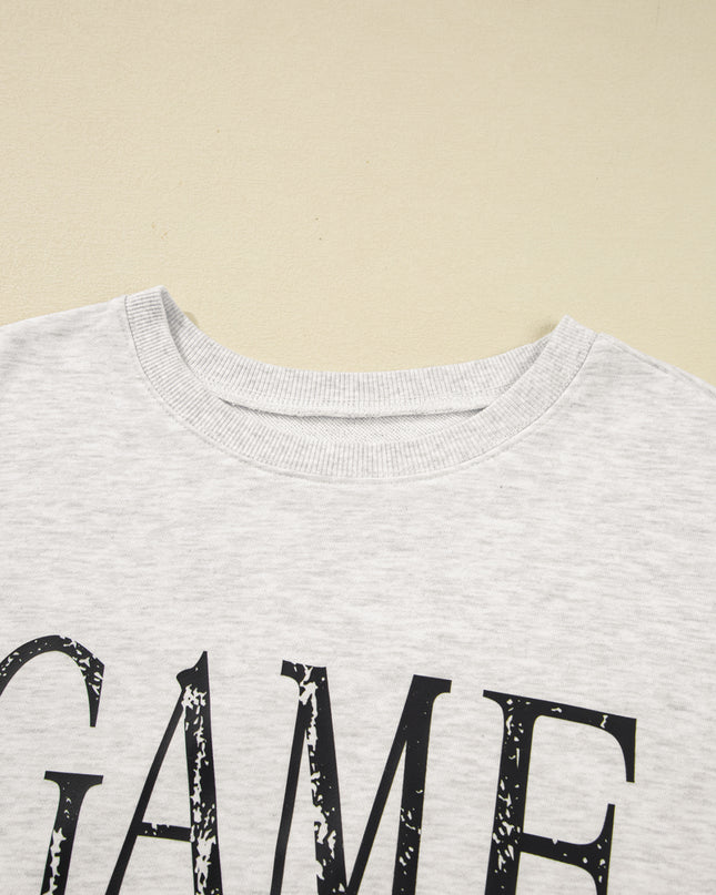 Black GAME DAY Vintage Washed Sweatshirt – Oversized Baggy Graphic Pullover