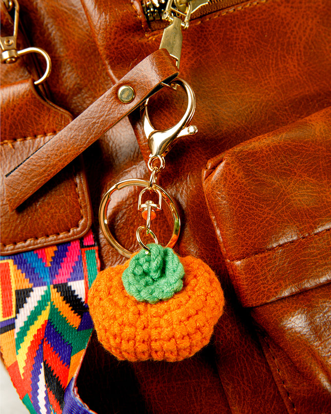 Orange Cute Crochet Fortune Persimmon Pendant Keychain