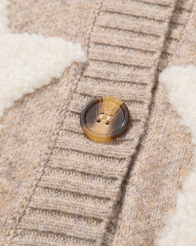 Khaki Star Pattern Pockets Button Front Cardigan