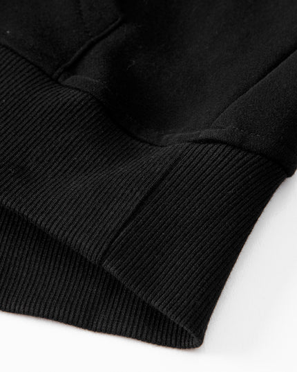 Black Zip Up Stand Collar Ribbed Thumbhole Sleeve Sweatshirt