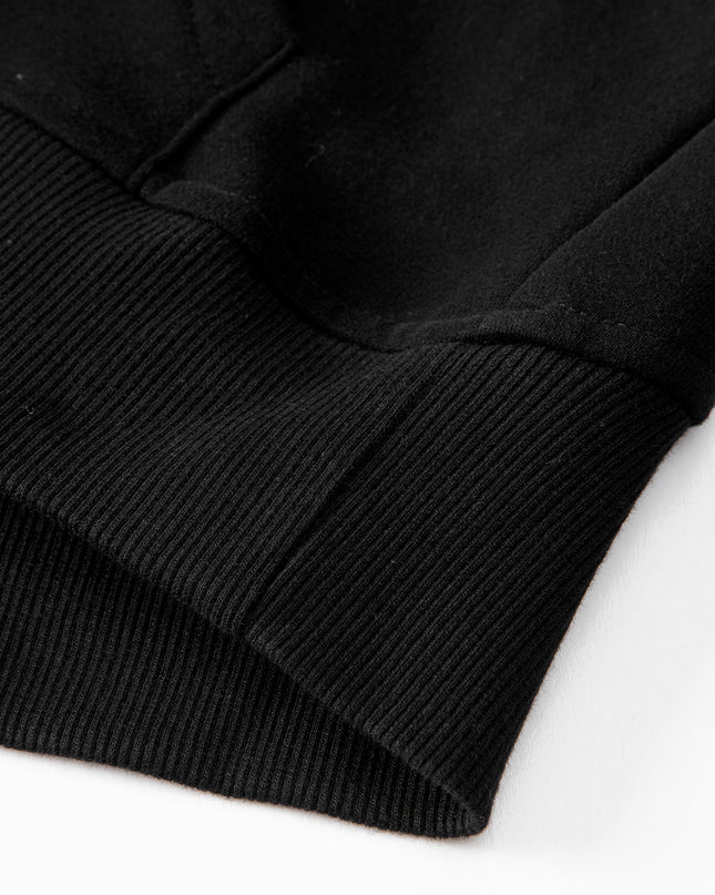 Black Zip Up Stand Collar Ribbed Thumbhole Sleeve Sweatshirt