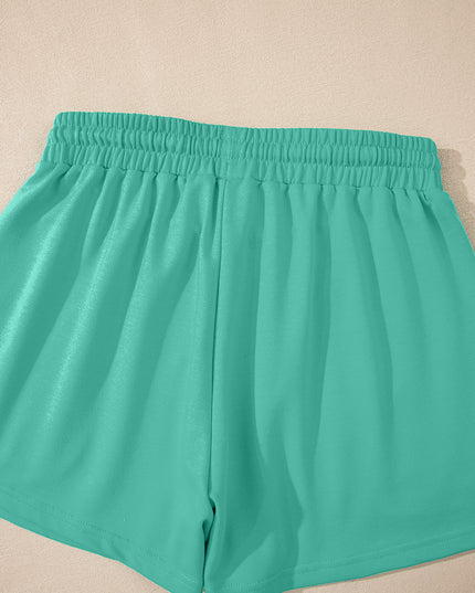 Bonbon Loose V Neck Tee and Drawstring Shorts Set