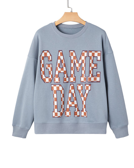Sleet GAME DAY Checkered Letter Graphic Oversized Sweatshirt