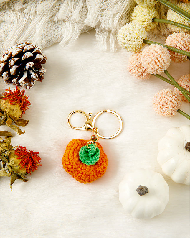 Orange Cute Crochet Fortune Persimmon Pendant Keychain