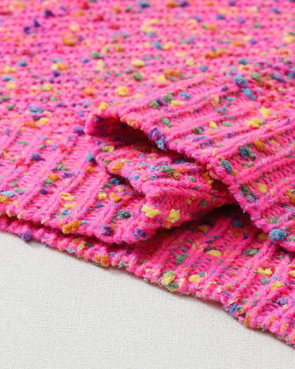 Hot Pink Mixed Color Chunky Knit Sweater