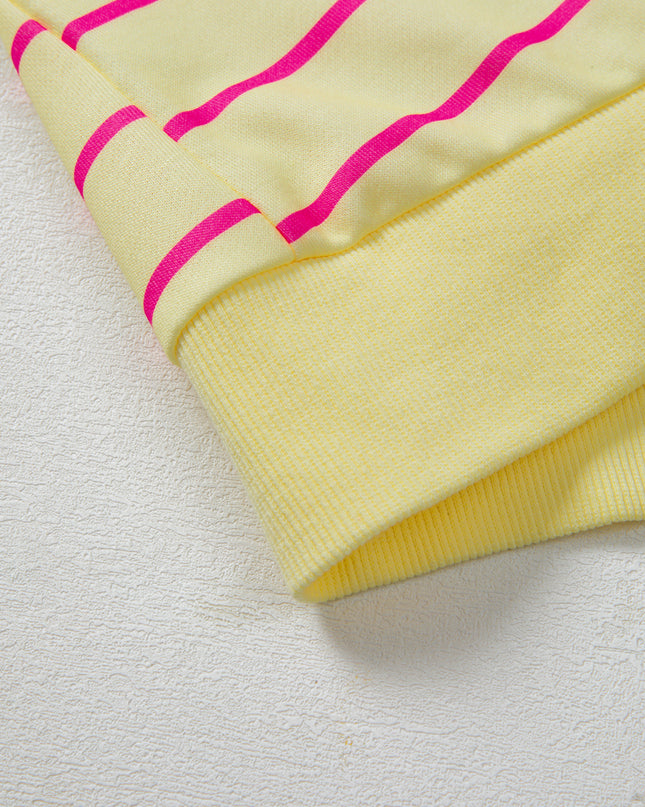 Blue Striped Overlap Detail Drop Shoulder Pullover Sweatshirt