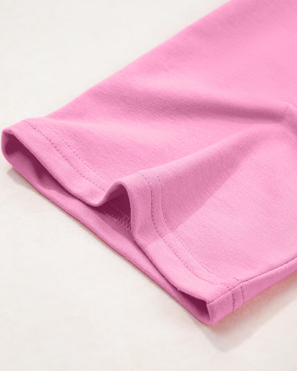 Bonbon Loose V Neck Tee and Drawstring Shorts Set