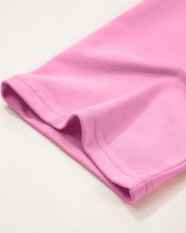 Bonbon Loose V Neck Tee and Drawstring Shorts Set