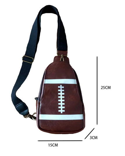 Brown PU Leather Football Mini Crossbody Bag