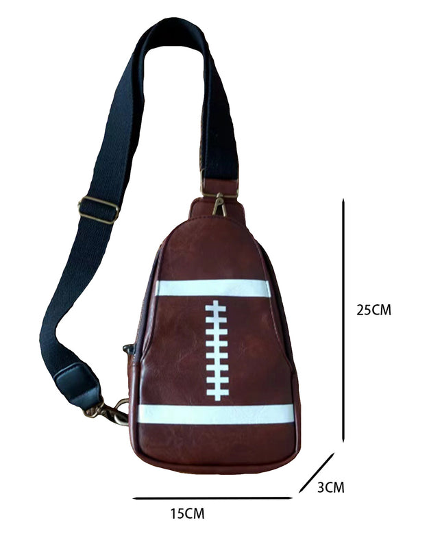 Brown PU Leather Football Mini Crossbody Bag