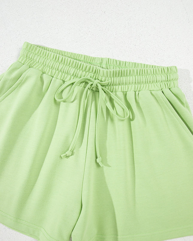 Bonbon Loose V Neck Tee and Drawstring Shorts Set