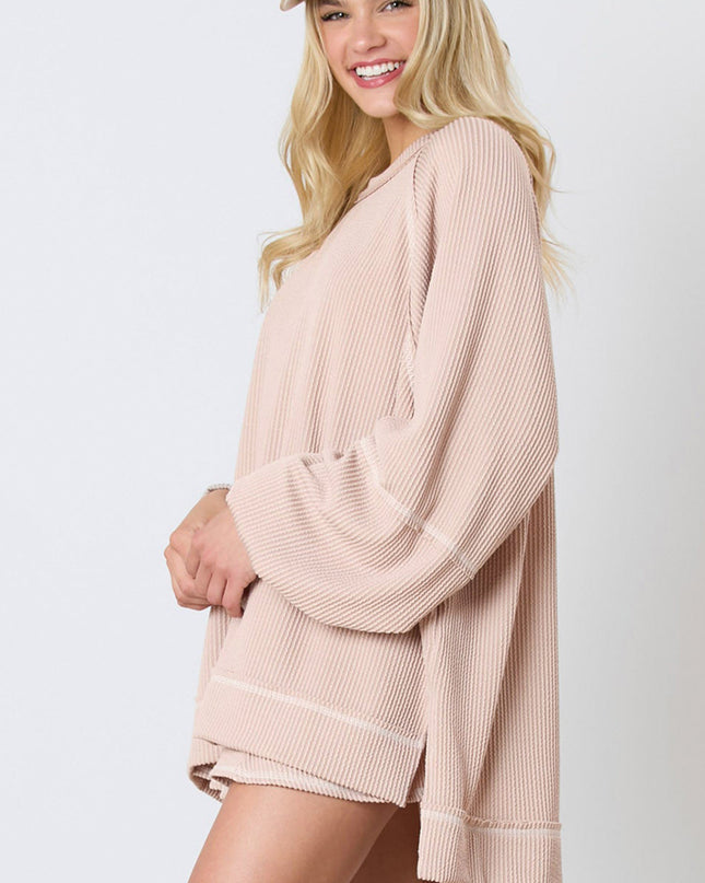 Jet Stream Lantern Sleeve Pullover & Ruffle Mini Skirt Set – Chic Two Piece Outfit