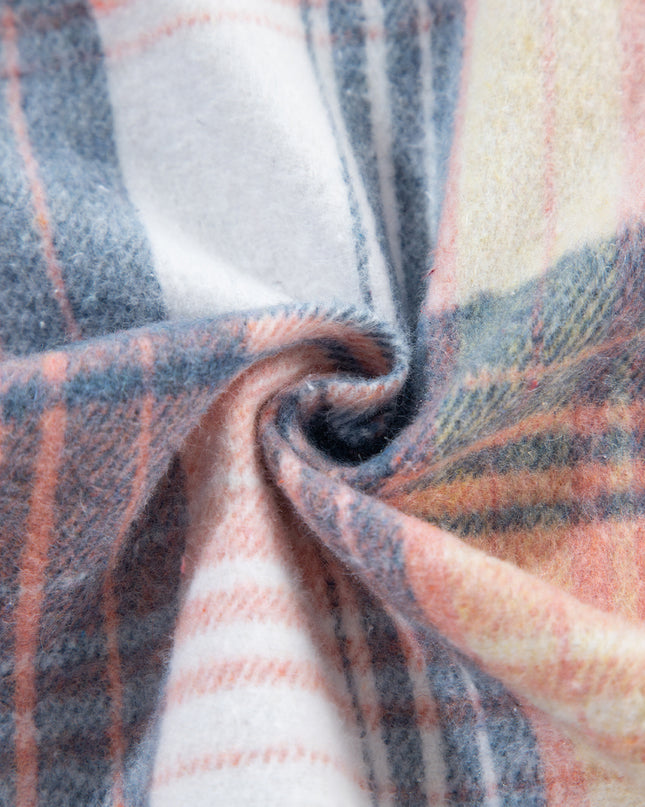 Cinnamon Plaid Corduroy Patchwork Pocket Loose Shacket