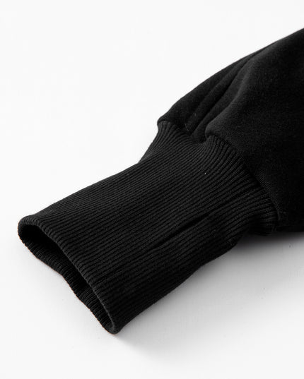 Black Zip Up Stand Collar Ribbed Thumbhole Sleeve Sweatshirt