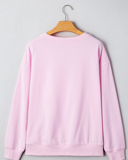 Pink GAME DAY Football Print Casual Sweatshirt