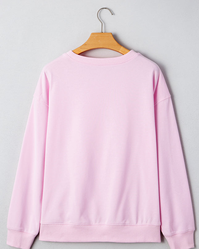 Pink GAME DAY Football Print Casual Sweatshirt