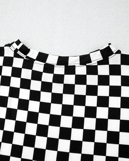 Beige Checkered Print Long Sleeve Loose Fit Pajama Set