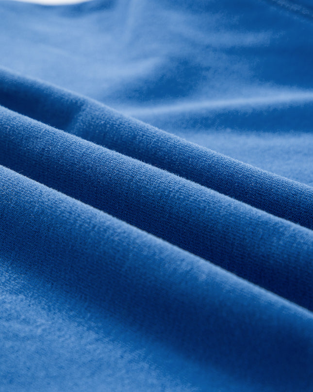 Blue Contrast Trim Bubble Sleeve Sweatshirt