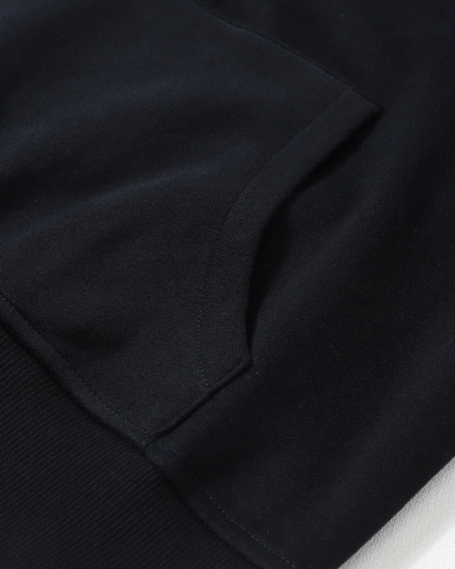 Black Zip Up Stand Collar Ribbed Thumbhole Sleeve Sweatshirt