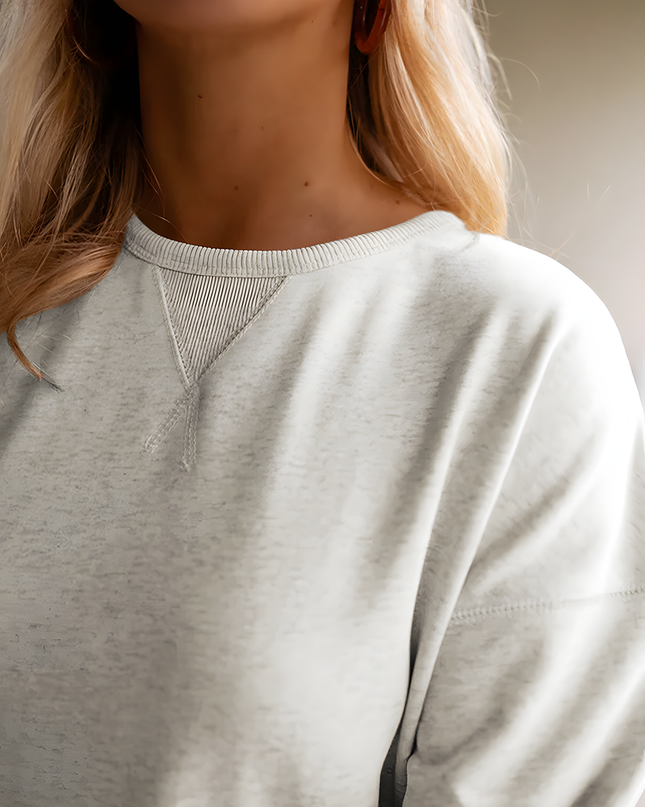 White Solid Color Ruffle Hem Mini Sweatshirt Dress