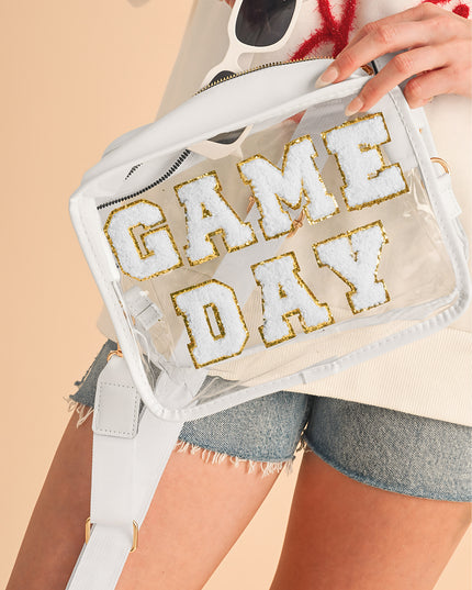 Black Chenille GAME DAY Pattern Clear Bag