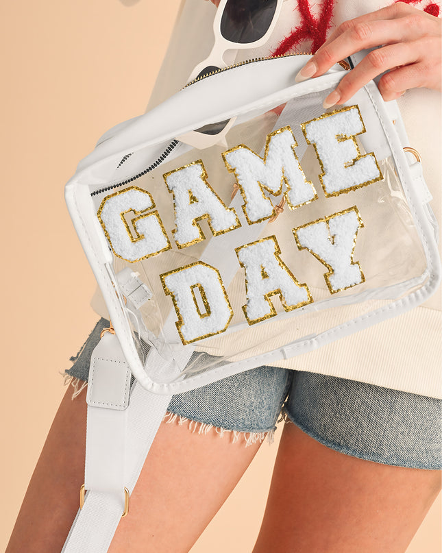 Black Chenille GAME DAY Pattern Clear Bag
