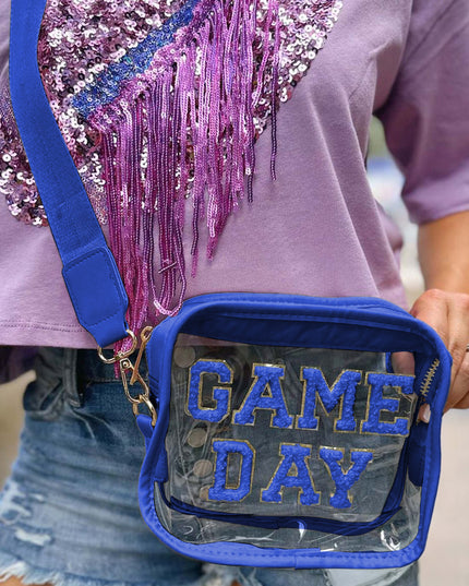 Black Chenille GAME DAY Pattern Clear Bag