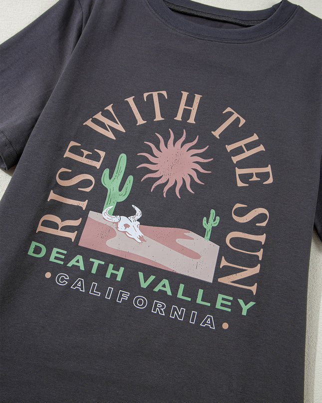 Dark Grey RISE WITH THE SUN Graphic Tee
