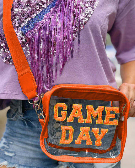 Black Chenille GAME DAY Pattern Clear Bag