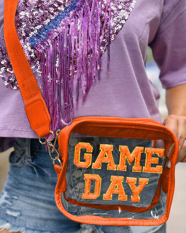 Black Chenille GAME DAY Pattern Clear Bag