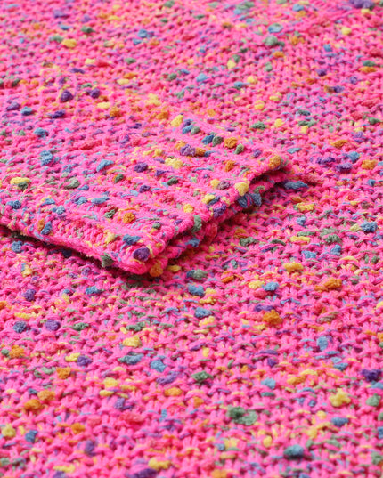 Hot Pink Mixed Color Chunky Knit Sweater