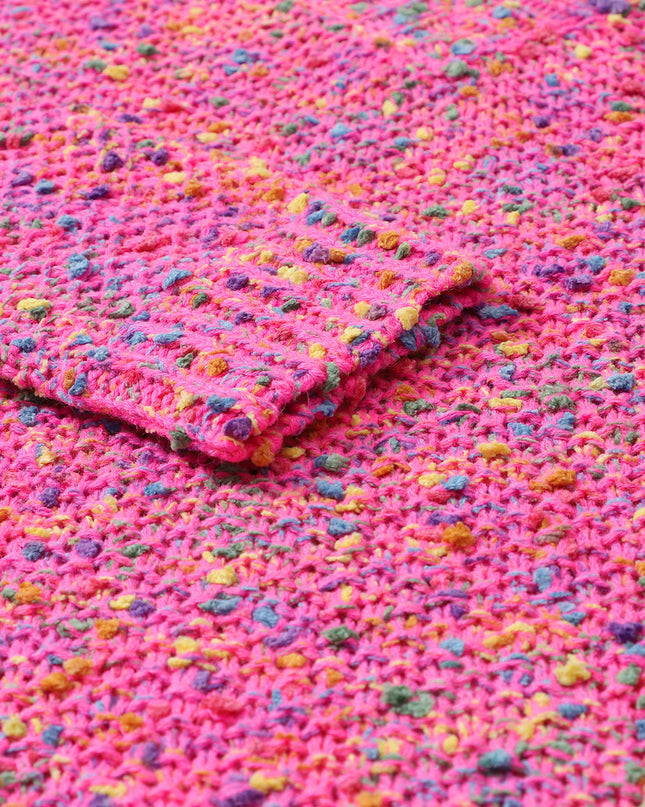 Hot Pink Mixed Color Chunky Knit Sweater
