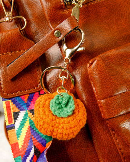 Orange Cute Crochet Fortune Persimmon Pendant Keychain