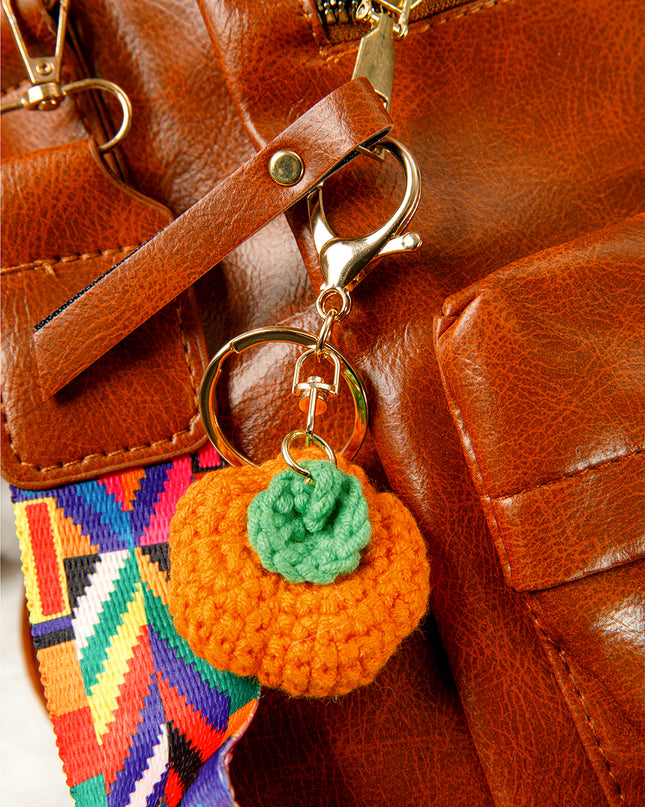 Orange Cute Crochet Fortune Persimmon Pendant Keychain