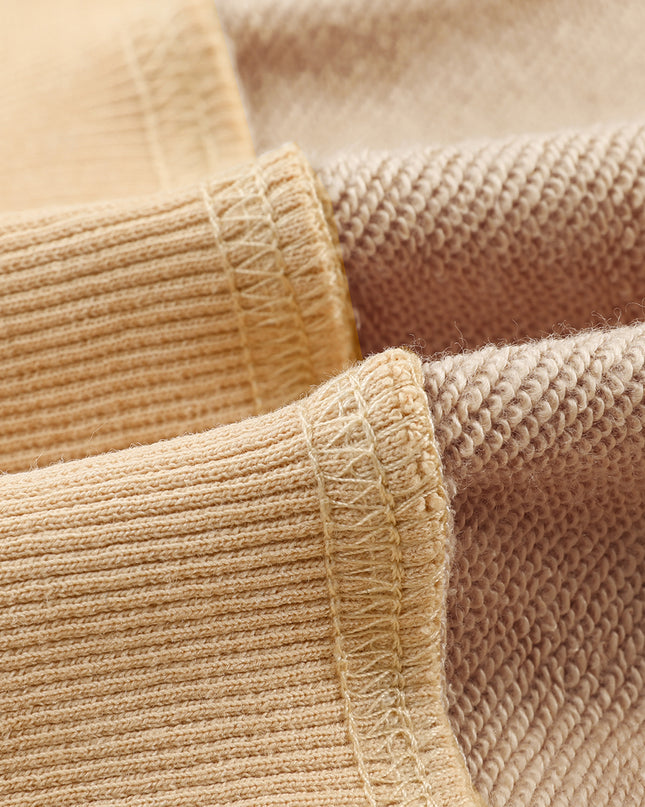 Khaki Plain Drop Shoulder Ribbed Trim Oversized Sweatshirt
