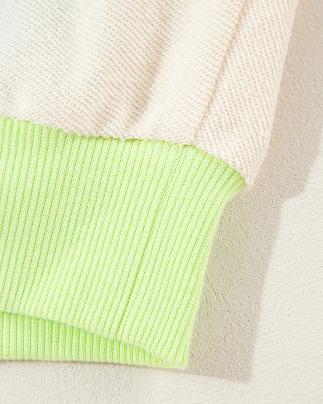 Grapefruit Orange Colorblock Patchwork Drop Shoulder Top
