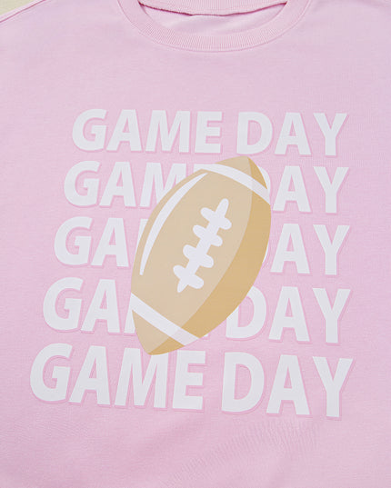 Pink GAME DAY Football Print Casual Sweatshirt