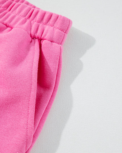 Sachet Pink Patchwork Long Sleeve Pullover and Shorts Set