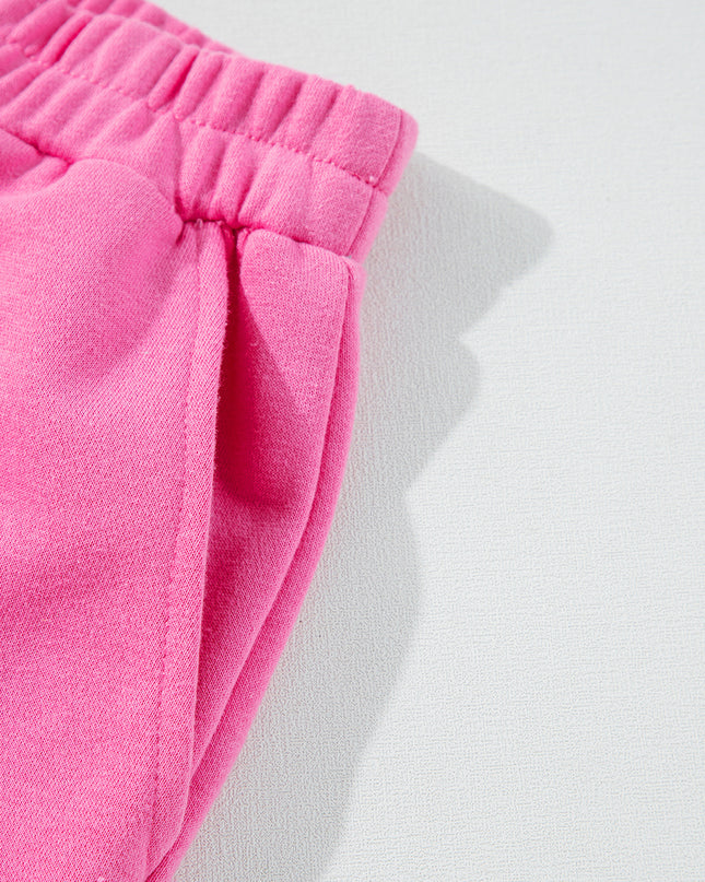 Sachet Pink Patchwork Long Sleeve Pullover and Shorts Set